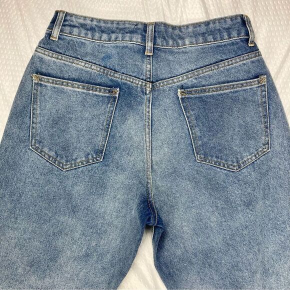 Pretty Little Thing Jeans Women 4 Blue Distress Boyfriend Straight Leg Denim NEW - Picture 9 of 16